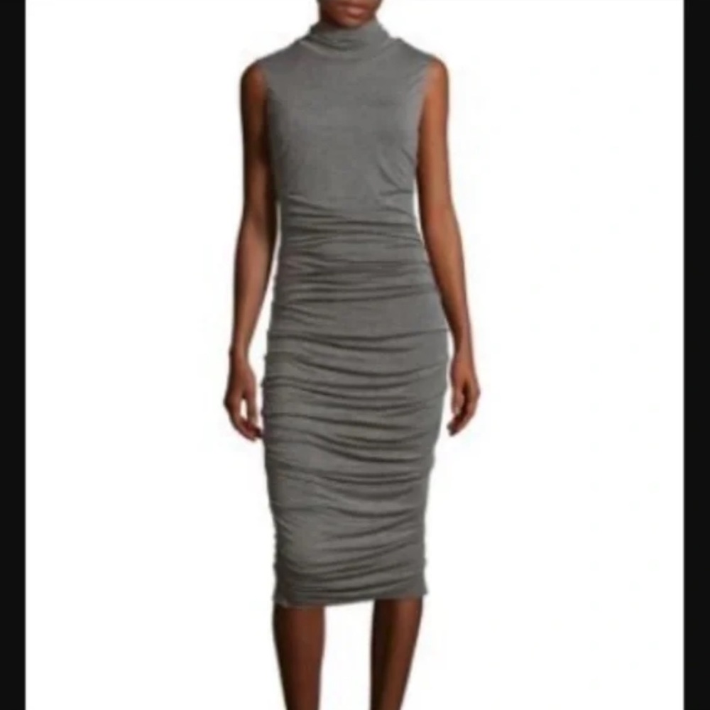 Bailey 44 Gray Ruched Pencil Midi bodycon dress